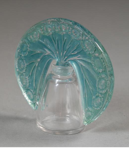 独角鹿西洋古董法国顶级水晶工坊莱俪LALIQUE设计出品「Pâquerettes」款蓝色水晶古董香水瓶 商品图1