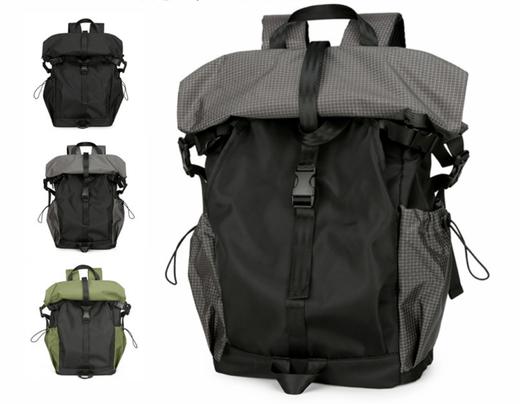 「🔥机能风必备！超轻折叠登山骑行背包，解锁男士出行新姿势🎒运动户外登山骑行背包 折叠卷口双肩包 男士机能风旅行男大学生书包」 商品图0