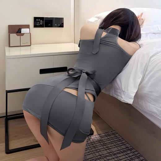 霏慕 不规则斜肩镂空辣妹裙ZY07绑带连衣裙性感睡裙夏季流行单品睡衣女 商品图7