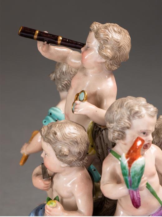 独角鹿西洋古董德国梅森彩绘描金装饰人物主题群雕瓷偶古董摆件 商品图3