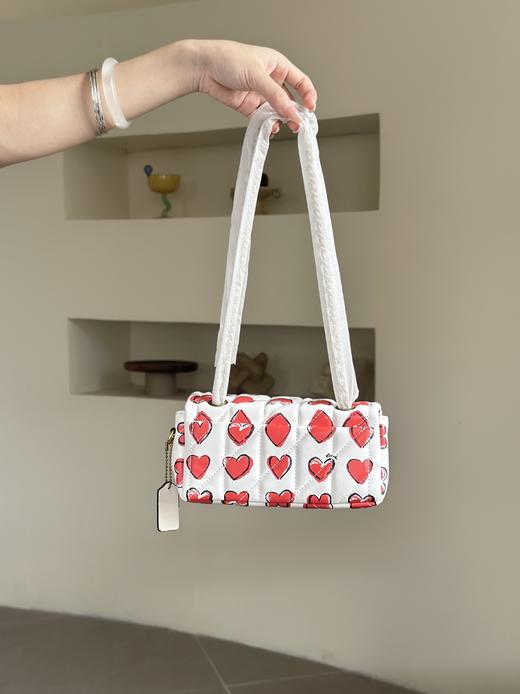蔻家女士绗缝和爱心印花双肩包背包通勤 商品图12