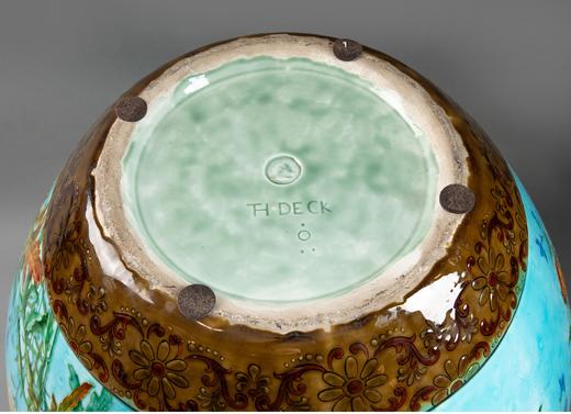 独角鹿西洋古董独角鹿西洋古董法国Théodore Deck釉陶瓷古董花盆客厅插花艺术摆件 商品图6