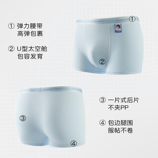 【3条装】100A抑菌棉柔舒适青少年发育期内裤男大码不夹臀1386潮酷内裤 商品图4