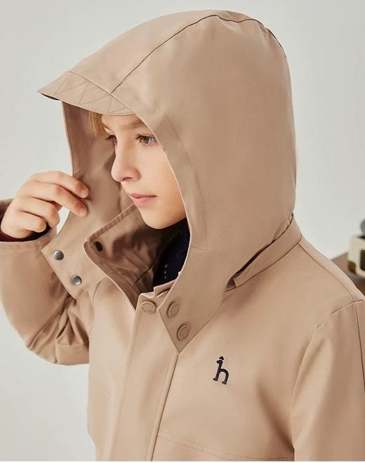 哈男女童秋冬新款透湿三防加绒连帽厚风衣 商品图1