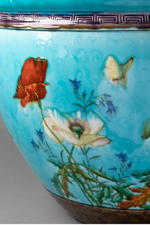 独角鹿西洋古董独角鹿西洋古董法国Théodore Deck釉陶瓷古董花盆客厅插花艺术摆件 商品图1