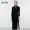 EITIE爱特爱水滴立领黑色修身显瘦礼服连衣裙冬季新款8077703 商品缩略图0