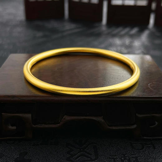 【限时克减128元】足金999 #超轻 古法素圈空心超轻加硬圆管固口手镯（面宽约3.4-3.8mm）(AUQGFSZ00068-3))预售产品下单后不退款不退货不换货不补差价 商品图0