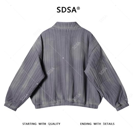 37939SDSA男士秋冬新款痞帅男装立领拉链夹克时尚条纹痞帅压皱外套上衣 商品图5