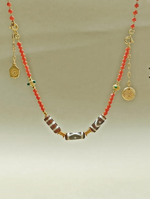 南红迷你天珠三用项链 商品图1