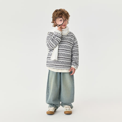 马克珍妮男童复古费尔岛绵羊毛针织毛衣2025年秋冬新款551808 商品图1