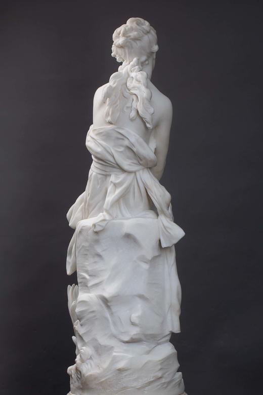【已售】独角鹿西洋古董法国雕塑家Hippolyte Moreau签名创作女性人物主题卡拉拉大理石雕塑作品《梦》 商品图3