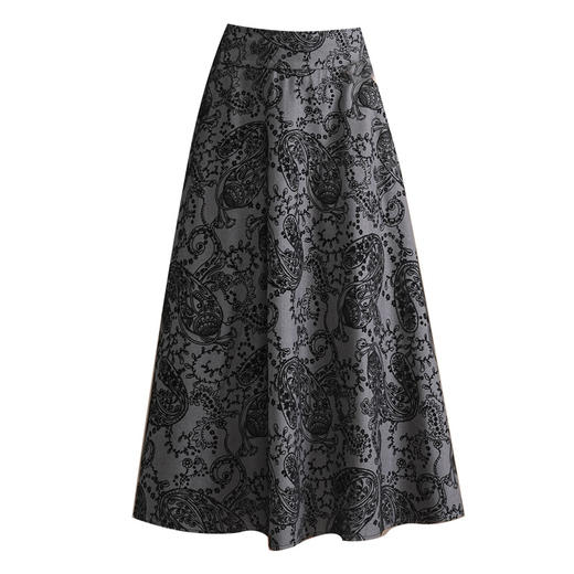 印花通勤百褶大摆裙垂坠感时尚A字裙2025秋季新款长款高腰半身裙 商品图4