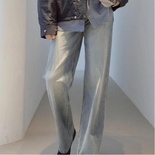 王炸版型！美国进口匹马棉直筒复古重洗牛仔裤 经典中高腰直筒裤 骨感挺括，不易变形鼓包，耐穿好打理，宽松量感舒适藏肉，拉长腿部线条比例 商品图8