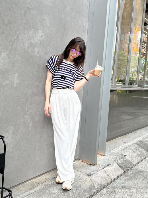 TY400-DIOR迪奥  条纹字母刺绣图案圆领套头  SS23T恤 女款   (PG*MM) 9.10直播款 商品图1