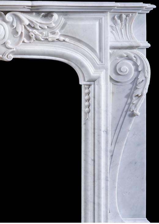 独角鹿西洋古董比利时出品古典卷叶纹主题浮雕装饰卡拉拉大理石壁炉 商品图3