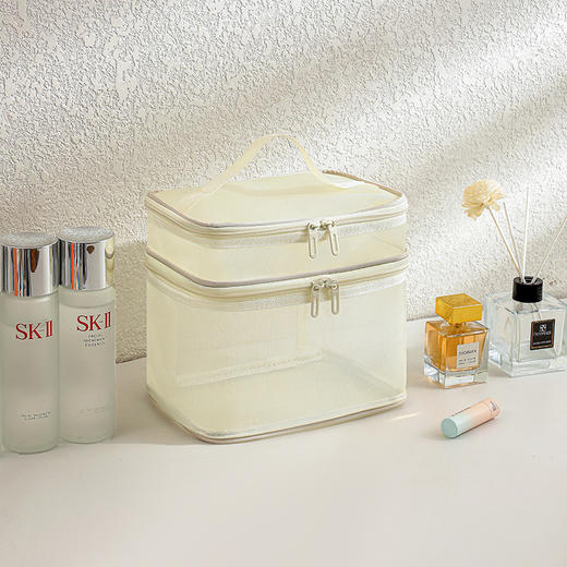 【出差旅行必备🔥】新款网纱化妆包旅行化妆品收纳袋，大容量双层透明网布洗漱包💄透明设计超贴心，收纳分类一步到位✨折叠轻便不占地，出差度假全搞定！ 商品图11