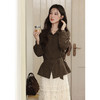 鹿向南「栗木之秋」美拉德咖啡色长袖衬衫女秋季新款好看小众上衣 商品缩略图1