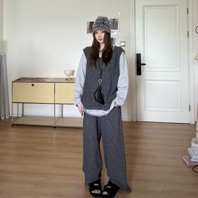 25AW上新 软软同款【素颜T】休闲显瘦设计感撞色假两件拼接长袖T恤