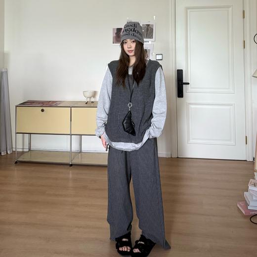 25AW上新 软软同款【素颜T】休闲显瘦设计感撞色假两件拼接长袖T恤 商品图0