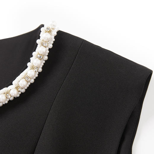 「高货wl」全新升级【铂金会员321/天猫429/差价108】(45655)洛诗琳法式赫本风无袖连衣裙2025秋季气质收腰显瘦钉珠裙 商品图2