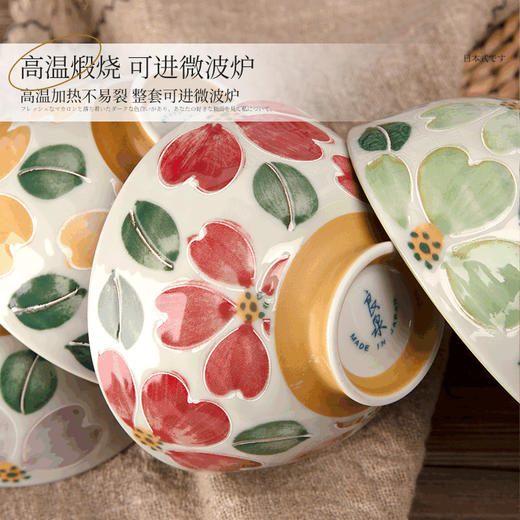 日本制造五彩花卉饭碗 商品图2