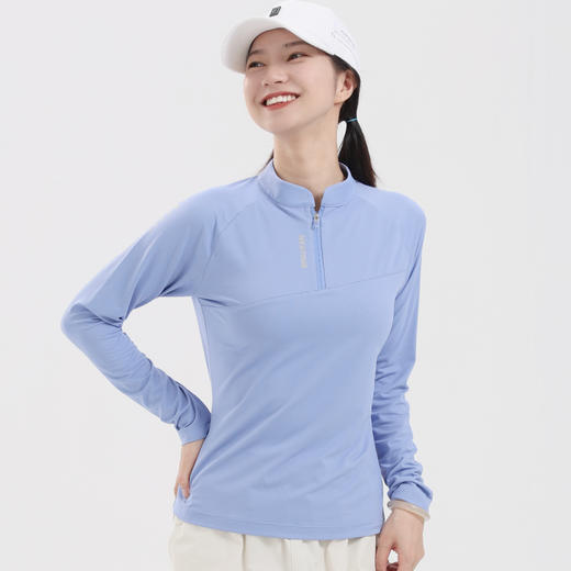 纳趣户外中国风不对称速干长袖T恤360度高弹冰丝跑步运动速干衣女 商品图3