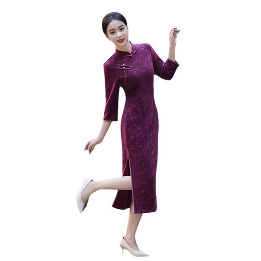 老上海复古中国风长款七分袖旗袍2025秋季新款改良中式喜妈妈旗袍 商品图4