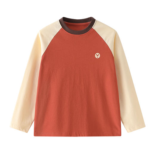 【七个萄子儿童圆领撞色插肩袖打底衫R279125】吸睛撞色款，吸湿排汗透气百搭，棉感亲肤，学院风时尚穿搭 商品图2