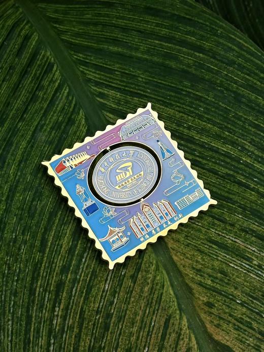 华科大邮票旋转校徽冰箱贴 商品图0