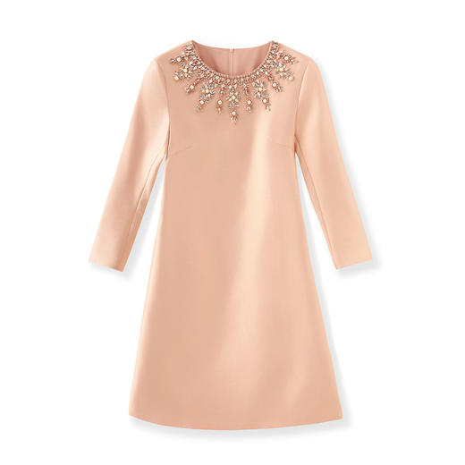 「高货wl」全新升级【铂金会员367/天猫499/差价132】(21548)洛诗琳气质重工手工钉钻连衣裙2025秋季新款法式优雅A字裙 商品图4