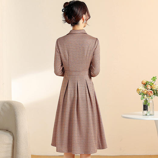 QYMYIYI-ASX2532-Y2025年春秋季新款时尚连衣裙女妈妈装高腰中长款A字裙 商品图2