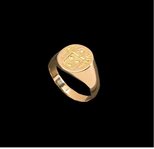 独角鹿西洋古董法国出品18K黄金精雕卷叶及盾形纹章主题印章戒指古董珠宝 商品图2