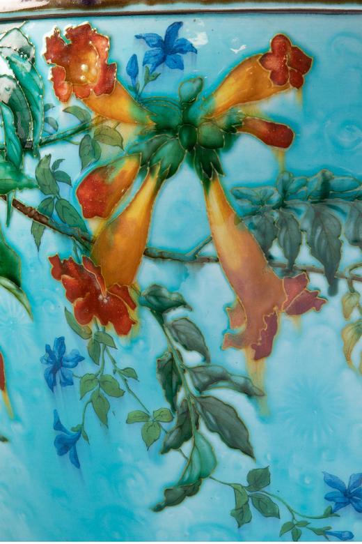 独角鹿西洋古董独角鹿西洋古董法国Théodore Deck釉陶瓷古董花盆客厅插花艺术摆件 商品图3