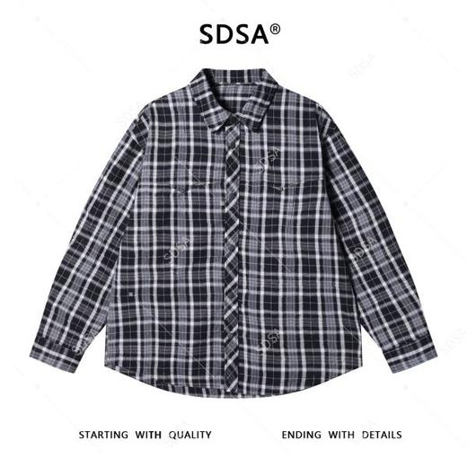 C53063SDSA男士秋冬新款痞帅男装潮牌撞色格纹格子长袖衬衫宽松潮流衬衣 商品图1