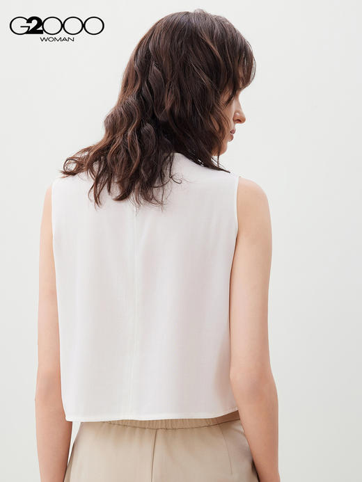 G2000【舒适透气/商场新款】女装FW25百搭褶皱质感无袖休闲衬衫56246491 商品图1