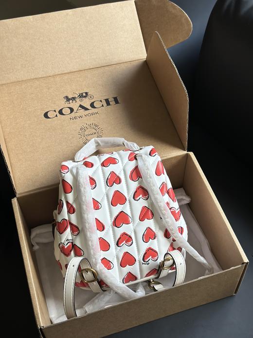 蔻家女士绗缝和爱心印花双肩包背包通勤 商品图5