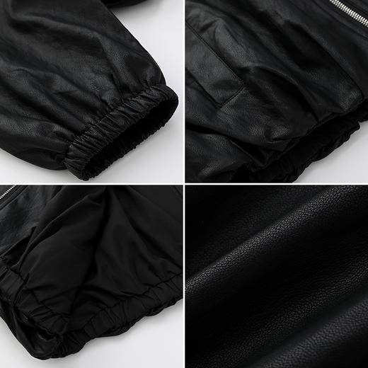 女装圆领下摆打褶宽松皮衣-5306J5232015 商品图2