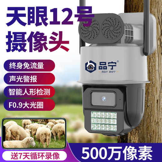 品宁新品黑科技天眼12号4G款免流量500万高清像素智能人形侦测 商品图1