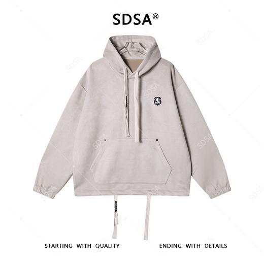 25F057SDSA秋冬新款痞帅男装潮牌绒面下摆松紧抽绳连帽卫衣刺绣标百搭 商品图1
