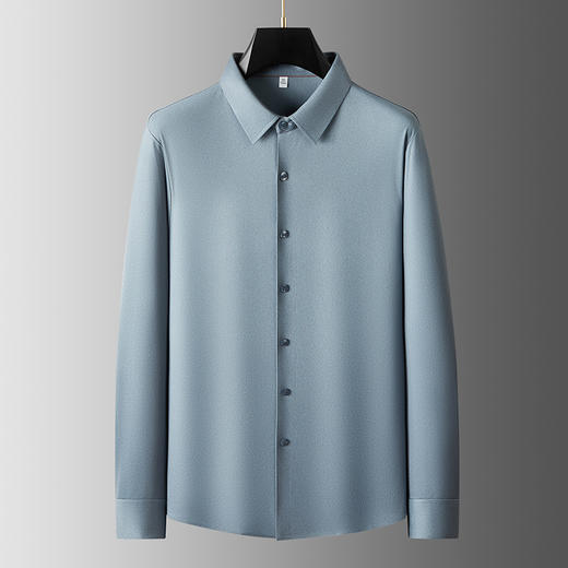 【绵羊毛】【DKP】大依优型大码男装绵羊毛无痕衬衫新款男士加肥加大码商务休闲方领长袖衬衫男衬衣 商品图1
