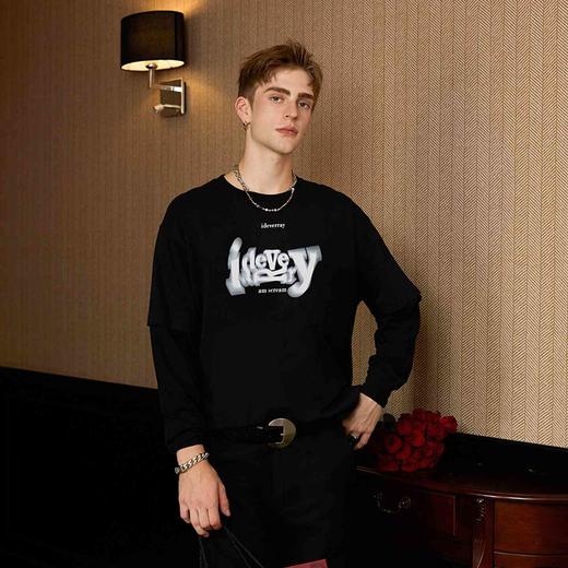 IDEVERRAY【明星同款】早秋情侣新品T恤圆领印花工艺长袖宽松上衣潮 商品图2