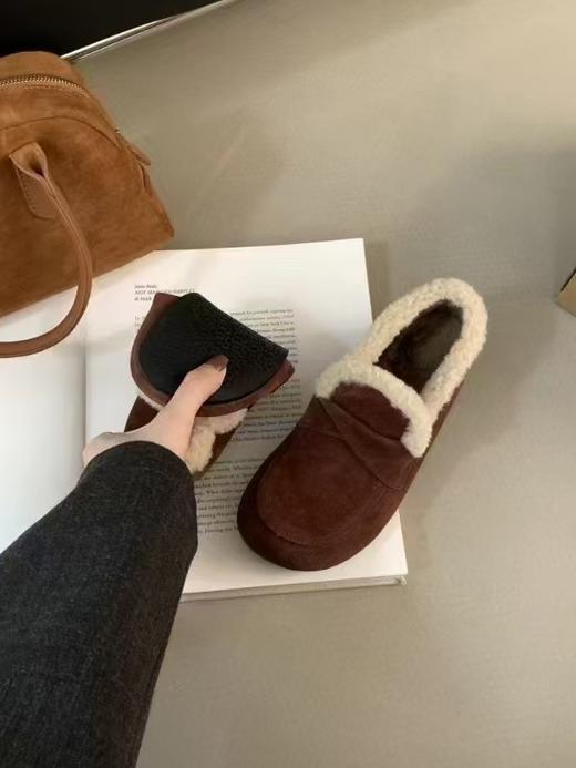 【GZ】无忧购‘清仓福利’ 外穿保暖加绒法式复古玛丽珍平底毛毛鞋X11-08（截单后3-5天发货) 商品图3