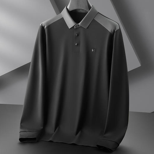 【DDP】大依优型大码男装长袖POLO新款男士加肥加大码商务休闲翻领无痕拼接T恤 商品图1