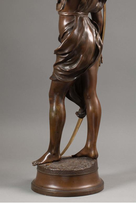 独角鹿西洋古董19世纪法国雕塑艺术家Henri Levasseur签名创作出品人物主题青铜鎏金雕塑艺术摆件 商品图4