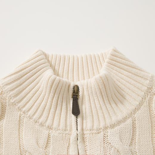 中性款绞花拉链针织毛衣 商品图2