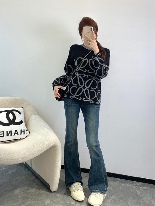 TY402-LOEWE SS22 纯色Logo提花长袖圆领毛衣 男款 黑色  (PG*MM) 9.10直播款 商品图0