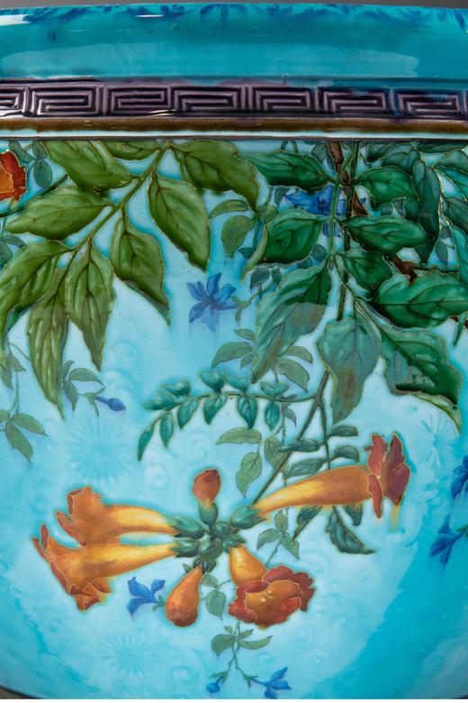 独角鹿西洋古董独角鹿西洋古董法国Théodore Deck釉陶瓷古董花盆客厅插花艺术摆件 商品图4