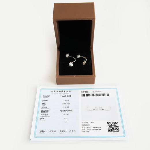 【天然正品】普柏琳AU750白金简约时尚花朵造型近40分钻石耳坠300825NJS43 现售价：2880 商品图1