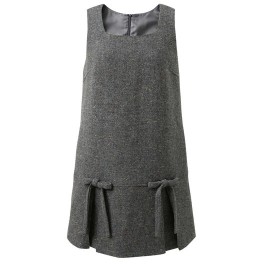 【绵羊毛】三彩2025冬季新款方领蝴蝶结毛呢连衣裙无袖背心裙M 商品图4