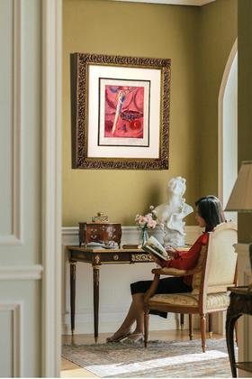 独角鹿西洋古董法国现代艺术大师夏加尔与石版画印刷师Charles Sorlier合作出品限量彩色石古董版画